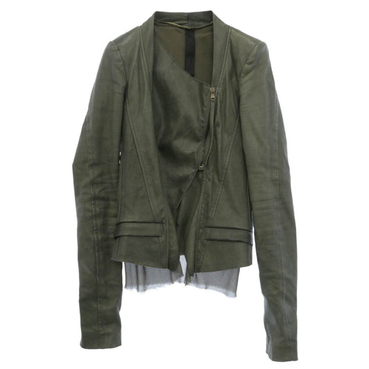 イラリア ニストリ 16AW JLII-SM1-1003 シープスキン 裏地シルク レザー ジャケット カーキ系 40【中古】
