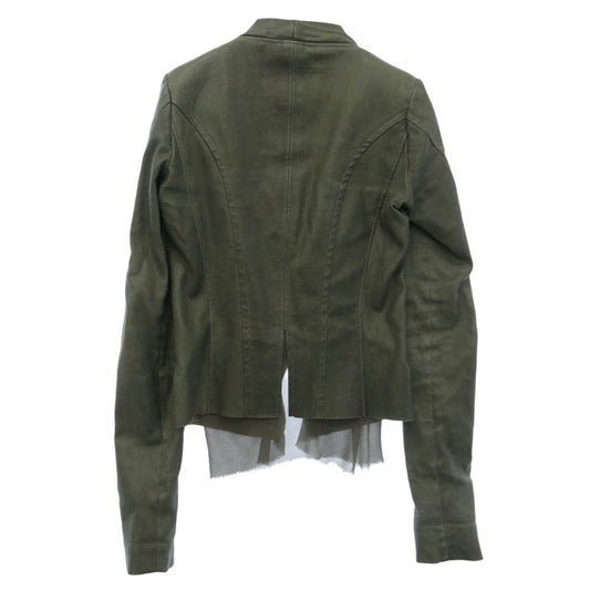 イラリア ニストリ 16AW JLII-SM1-1003 シープスキン 裏地シルク レザー ジャケット カーキ系 40【中古】