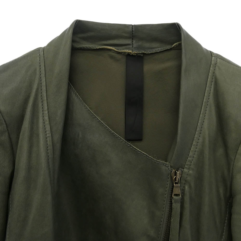 イラリア ニストリ 16AW JLII-SM1-1003 シープスキン 裏地シルク レザー ジャケット カーキ系 40【中古】