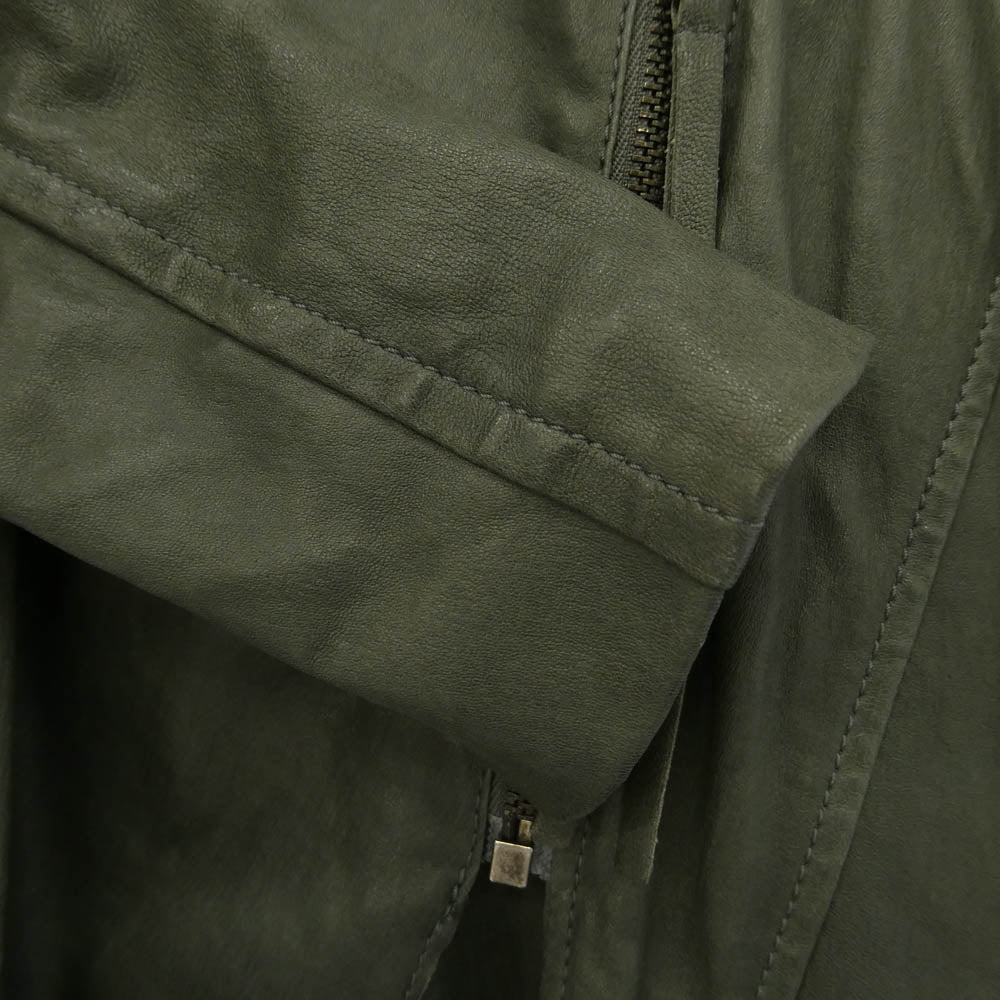 イラリア ニストリ 16AW JLII-SM1-1003 シープスキン 裏地シルク レザー ジャケット カーキ系 40【中古】