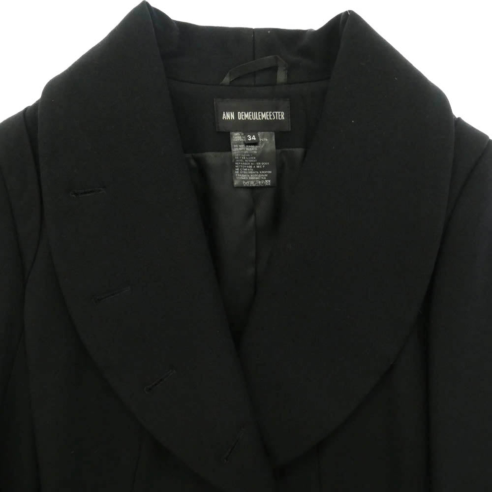 ANN DEMEULEMEESTER アンドゥムルメステール 01AW 燕尾 アシンメトリー ウール ジャケット ブラック系 34【中古】