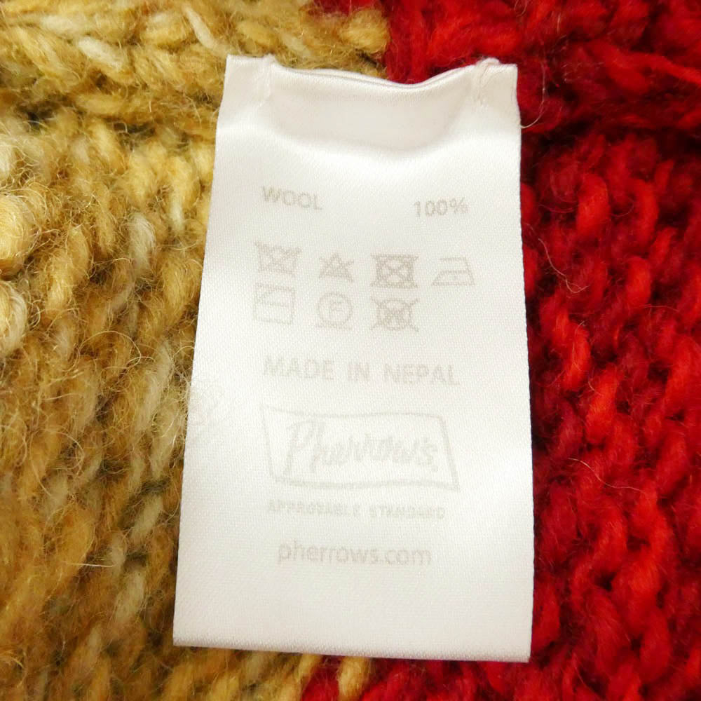 Pherrow's フェローズ 22AW 厚手 ウール ニット ベスト マルチカラー系 M【中古】