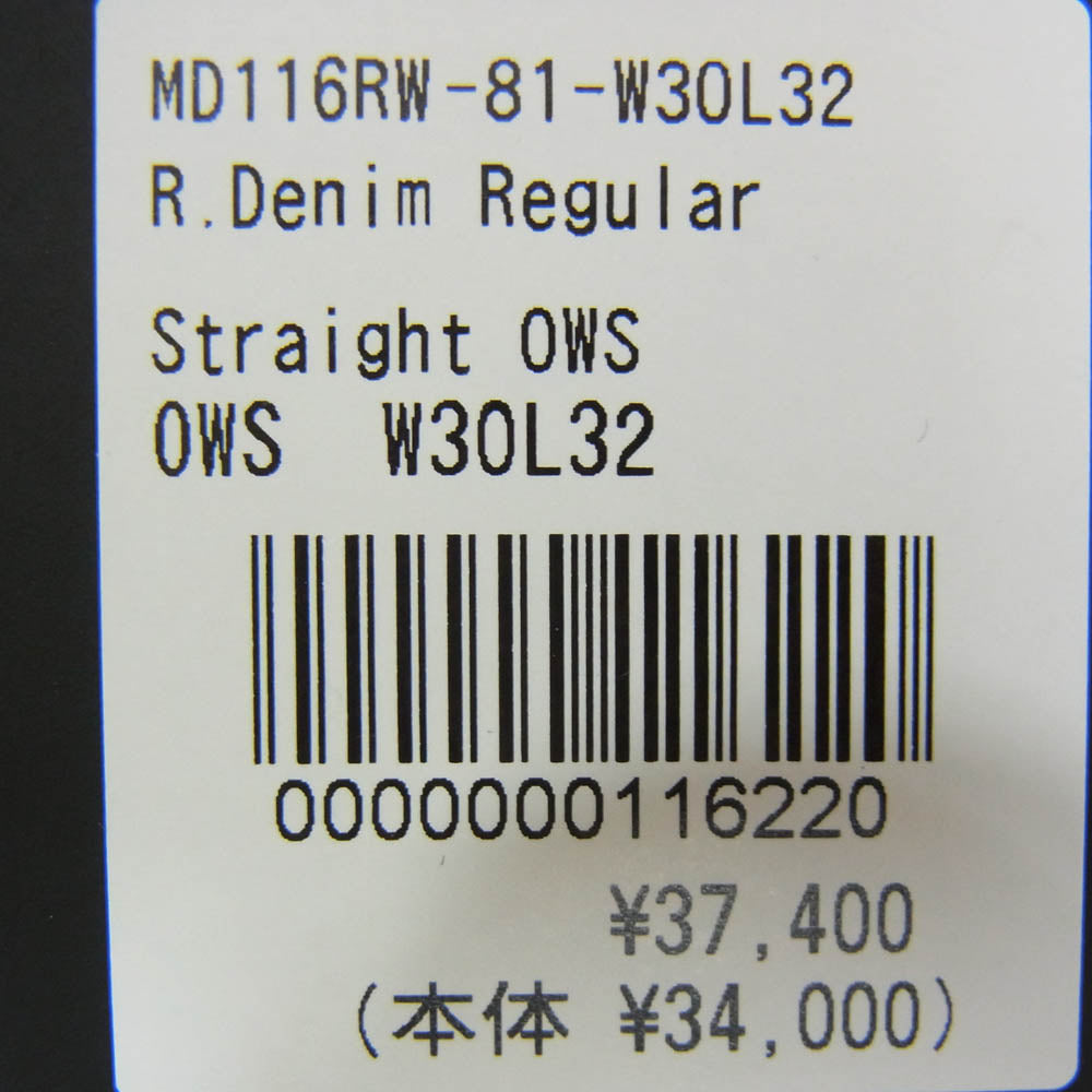 MINEDENIM マインデニム 26AW MD116RW-1 STANDARD DENIM R.Denim Regular Straight Jeans OWS スタンダードデニム レギュラーストレート ジーンズ ワンウォッシュ インディゴブルー系 30【中古】