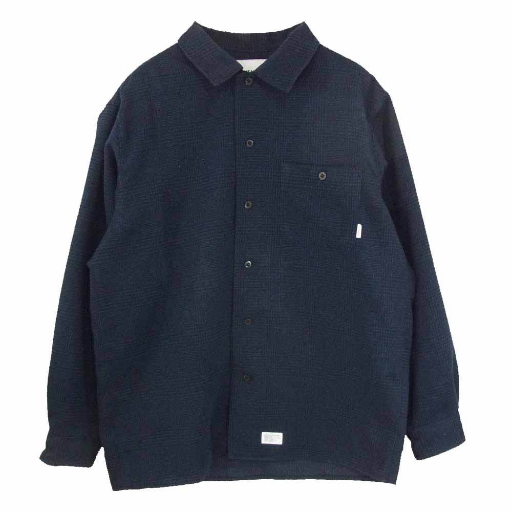 WTAPS ダブルタップス 25AW 252WVDT-SHM03 CRUMB LS POLY TWEED TEXTILE クラム LS ポリ ツイード テキスタイル 長袖 シャツ ネイビー系 X03【美品】【中古】