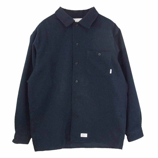 WTAPS ダブルタップス 25AW 252WVDT-SHM03 CRUMB LS POLY TWEED TEXTILE クラム LS ポリ ツイード テキスタイル 長袖 シャツ ネイビー系 X03【美品】【中古】