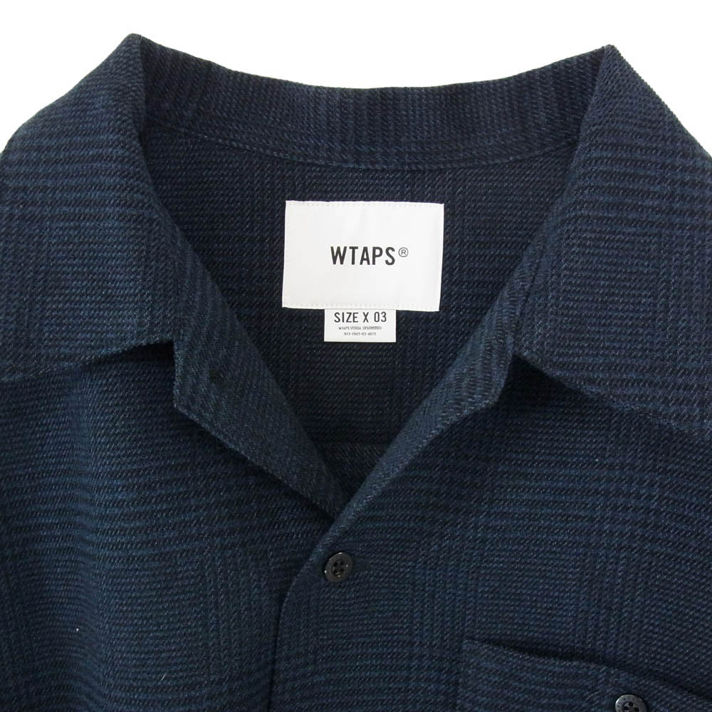 WTAPS ダブルタップス 25AW 252WVDT-SHM03 CRUMB LS POLY TWEED TEXTILE クラム LS ポリ ツイード テキスタイル 長袖 シャツ ネイビー系 X03【美品】【中古】