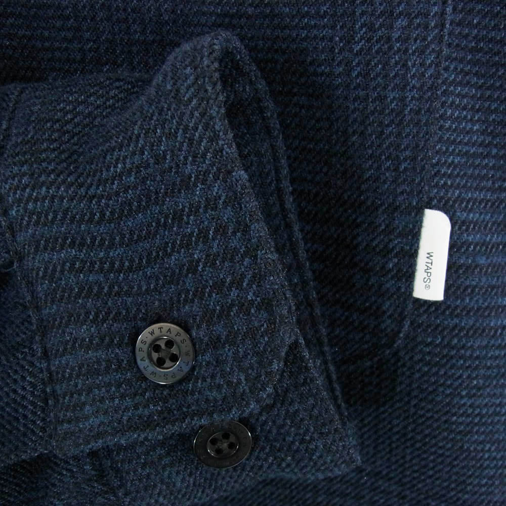 WTAPS ダブルタップス 25AW 252WVDT-SHM03 CRUMB LS POLY TWEED TEXTILE クラム LS ポリ ツイード テキスタイル 長袖 シャツ ネイビー系 X03【美品】【中古】