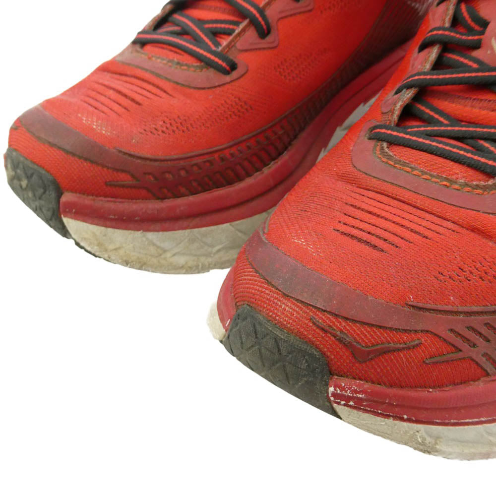HOKA ONE ONE ホカ オネオネ 1014757 M BONDI 5 ボンダイ 5 ローカット スニーカー レッド系 グレー系 26cm【中古】