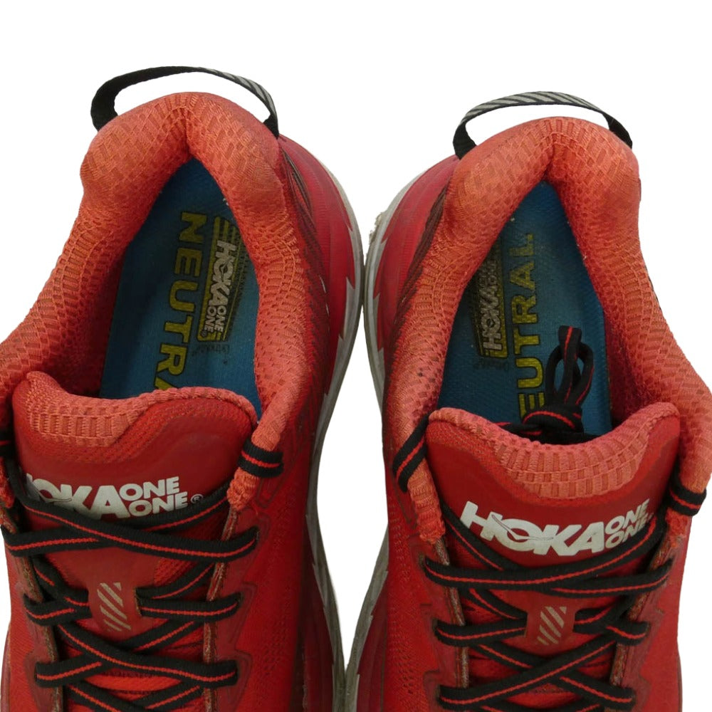 HOKA ONE ONE ホカ オネオネ 1014757 M BONDI 5 ボンダイ 5 ローカット スニーカー レッド系 グレー系 26cm【中古】