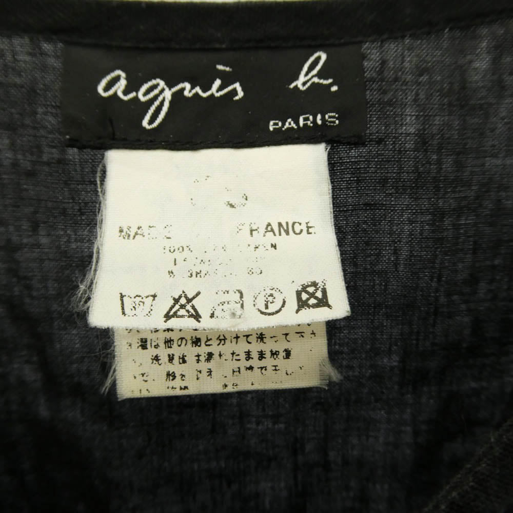 agnes b. アニエスベー 1064635 リネン スナップボタン ワンピース ブラック系 サイズ表記なし【中古】