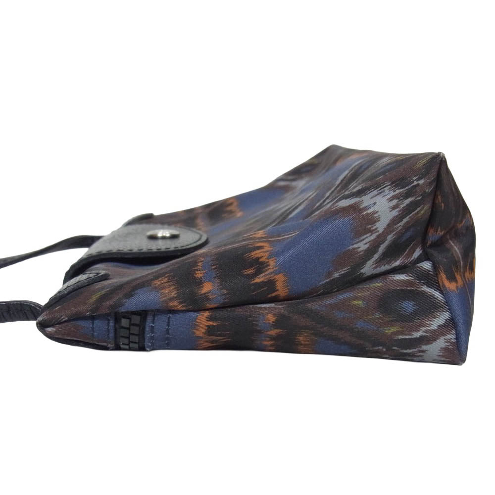 Longchamp ロンシャン 5700002197 IKAT イカット柄 レザー ナイロン ショルダー ポーチ バッグ ネイビー系【中古】