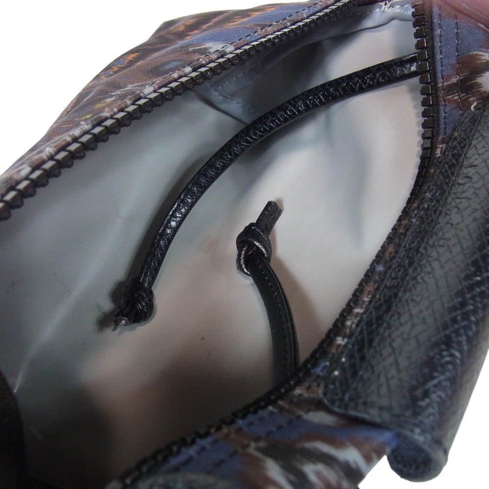 Longchamp ロンシャン 5700002197 IKAT イカット柄 レザー ナイロン ショルダー ポーチ バッグ ネイビー系【中古】