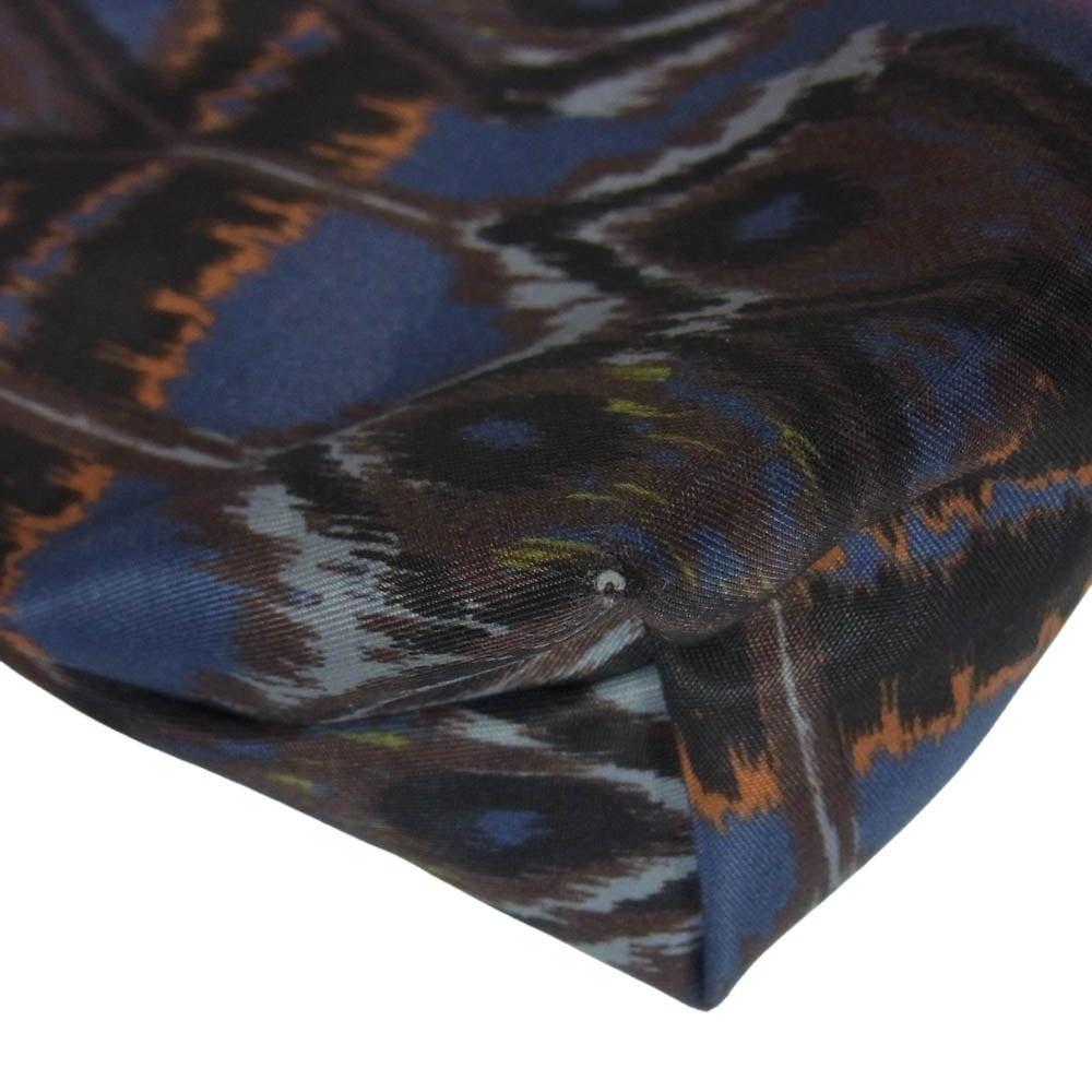 Longchamp ロンシャン 5700002197 IKAT イカット柄 レザー ナイロン ショルダー ポーチ バッグ ネイビー系【中古】