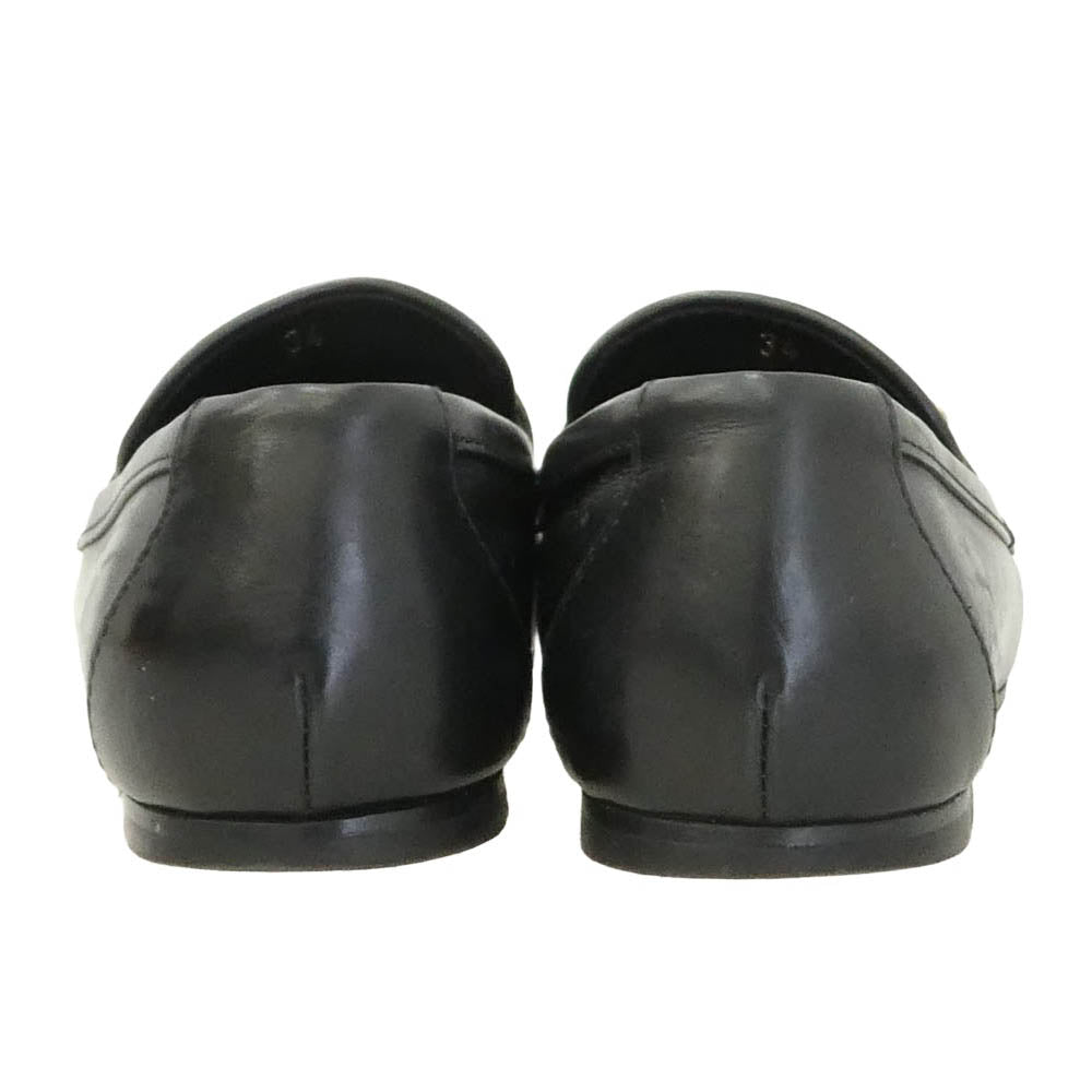 TOD’S トッズ ロゴ金具 レザー ローカット ローファー ブラック系 ゴールド系 34【中古】