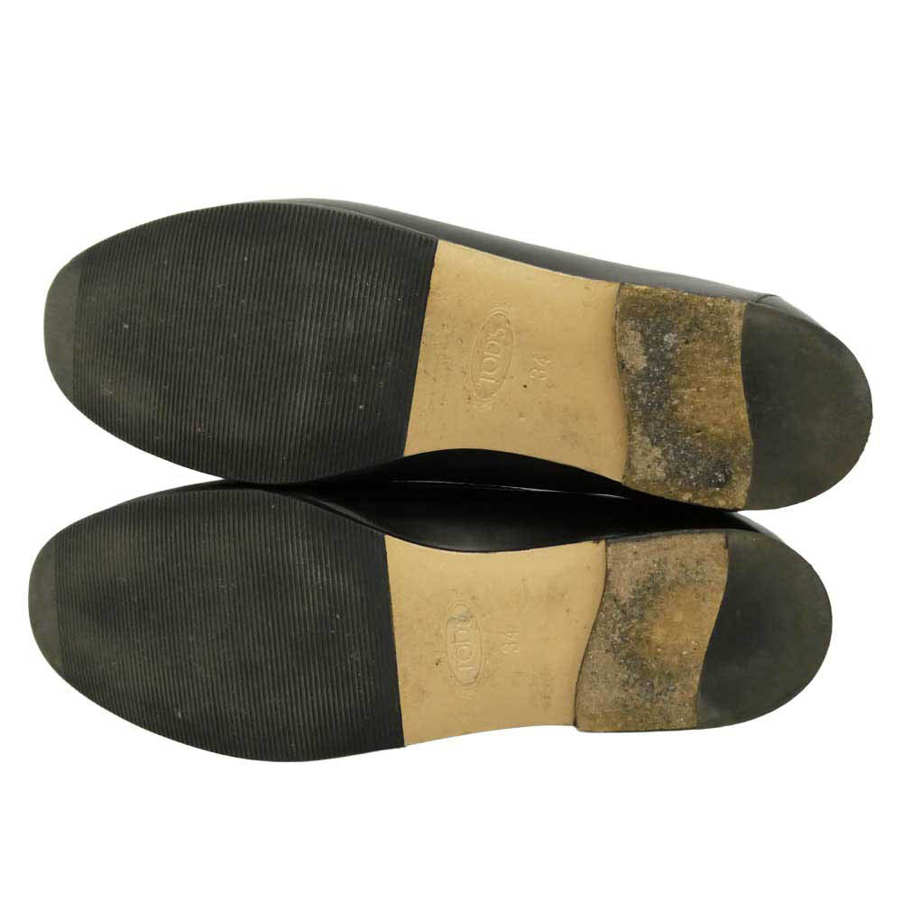 TOD’S トッズ ロゴ金具 レザー ローカット ローファー ブラック系 ゴールド系 34【中古】