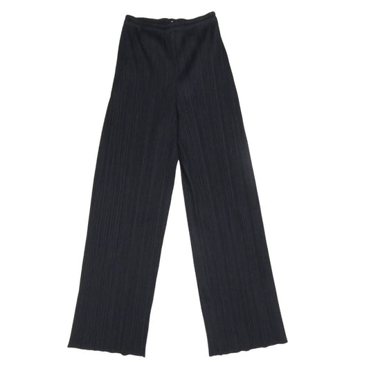 PLEATS PLEASE プリーツプリーズ イッセイミヤケ PP04-JF643 ISSEY MIYAKE プリーツ加工 ストレート イージー パンツ ダークネイビー系 2【中古】