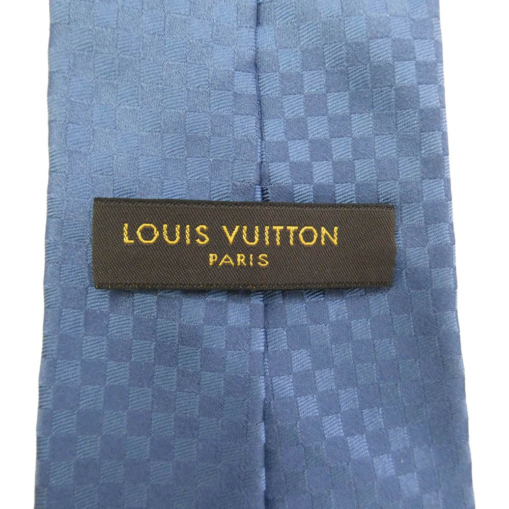 LOUIS VUITTON ルイ・ヴィトン クラヴァット マイクロダミエ LV 刺? シルク ネクタイ ブルー系【中古】