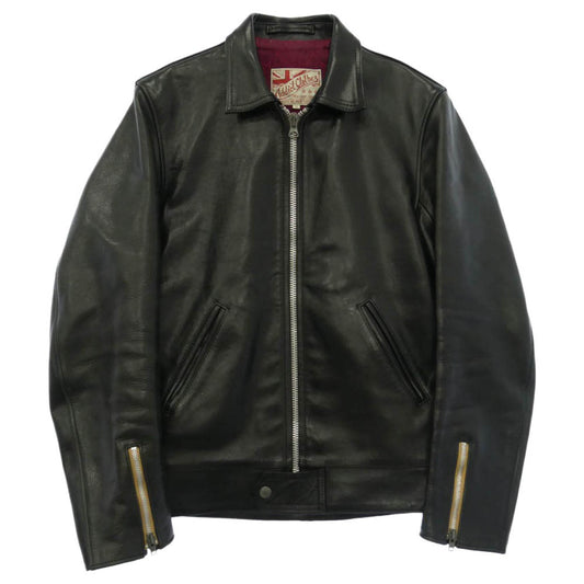 ADDICT CLOTHES アディクトクローズ AD-01 HORSEHIDE SINGLE RIDERS LEATHER JACKET ホースハイド シングル ライダース レザー ジャケット ブラック系 38【中古】