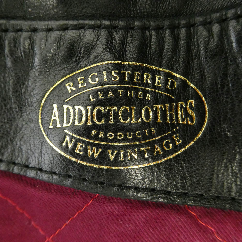 ADDICT CLOTHES アディクトクローズ AD-01 HORSEHIDE SINGLE RIDERS LEATHER JACKET ホースハイド シングル ライダース レザー ジャケット ブラック系 38【中古】