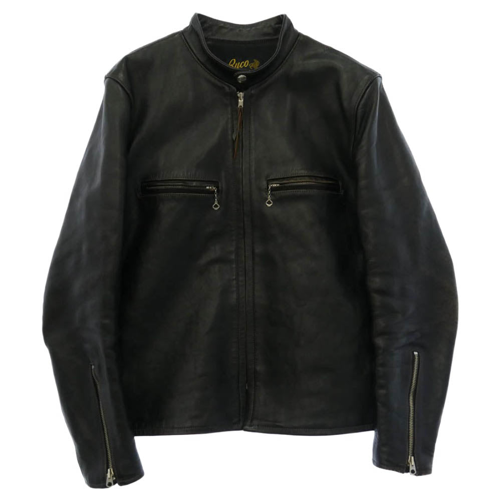 The REAL McCOY'S ザリアルマッコイズ J-100 BUCO HORSEHIDE SINGLE RIDERS LEATHER JACKET ブコ 茶芯 ホースハイド スタンドカラー シングル ライダース レザー ジャケット ブラック系 38【中古】