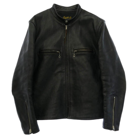The REAL McCOY'S ザリアルマッコイズ J-100 BUCO HORSEHIDE SINGLE RIDERS LEATHER JACKET ブコ 茶芯 ホースハイド スタンドカラー シングル ライダース レザー ジャケット ブラック系 38【中古】
