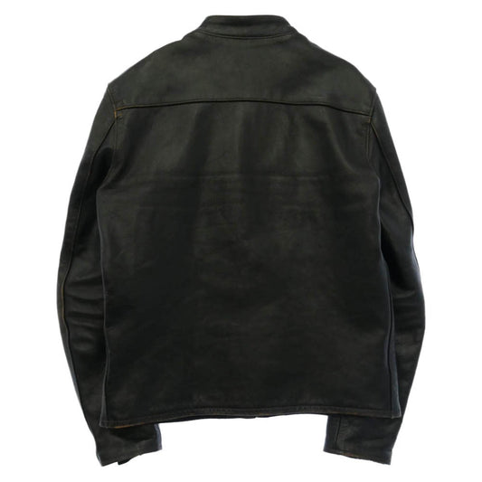 The REAL McCOY'S ザリアルマッコイズ J-100 BUCO HORSEHIDE SINGLE RIDERS LEATHER JACKET ブコ 茶芯 ホースハイド スタンドカラー シングル ライダース レザー ジャケット ブラック系 38【中古】