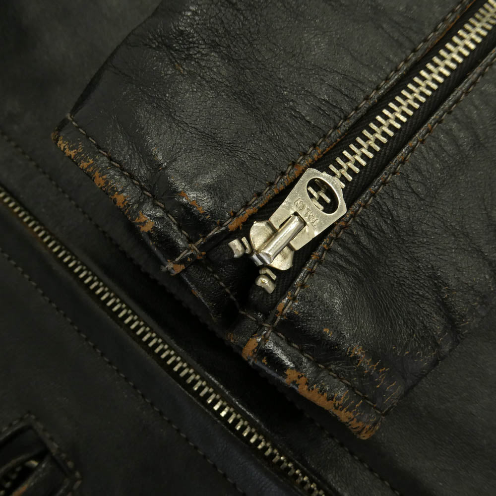 The REAL McCOY'S ザリアルマッコイズ J-100 BUCO HORSEHIDE SINGLE RIDERS LEATHER JACKET ブコ 茶芯 ホースハイド スタンドカラー シングル ライダース レザー ジャケット ブラック系 38【中古】