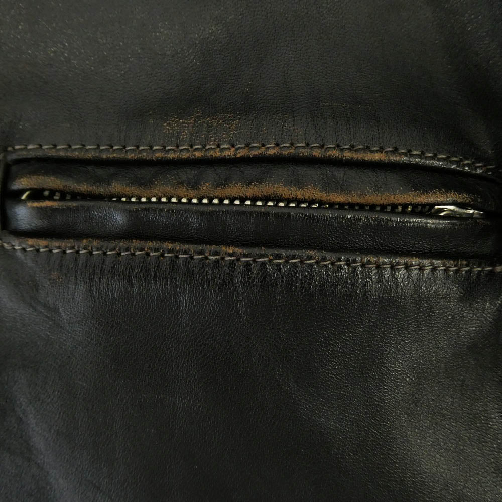 The REAL McCOY'S ザリアルマッコイズ J-100 BUCO HORSEHIDE SINGLE RIDERS LEATHER JACKET ブコ 茶芯 ホースハイド スタンドカラー シングル ライダース レザー ジャケット ブラック系 38【中古】