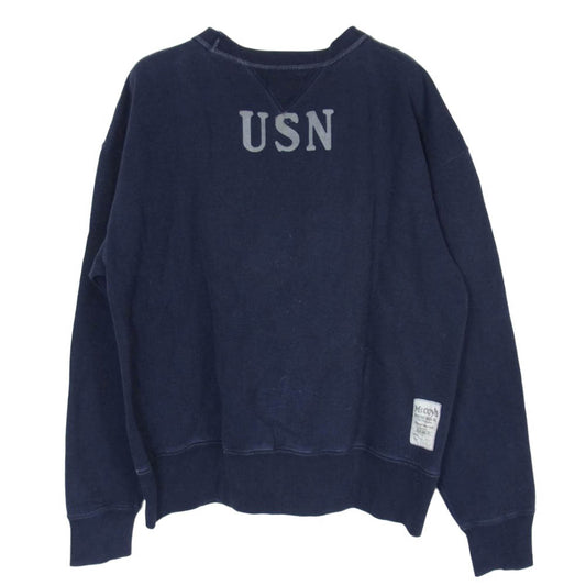 The REAL McCOY'S ザリアルマッコイズ USNロゴ 両V スウェット ネイビー系 L【中古】