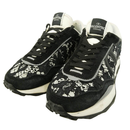 VALENTINO ヴァレンティノ LS X F28 Y2 Garavani ガラヴァーニ Vロゴ レースランナー ローカット スニーカー ブラック系 ホワイト系 40【中古】