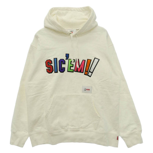 Supreme シュプリーム WTAPS ダブルタップス 21AW × WTAPS ダブルタップス Sic'em! Hooded Sweatshirt シリエム フーデッド スウェットシャツ フーディー パーカー ホワイト系 L【中古】