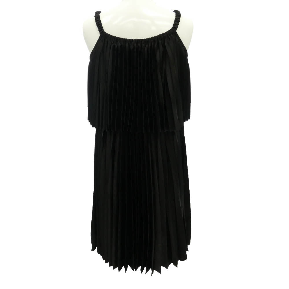 ノワールケイニノミヤ COMME des GARCONS コムデギャルソン 26SS COMME DES GARCONS コムデギャルソン 3Q-O007 AD2025 プリーツ ジャンパー スカート エステルサテン ワンピース ブラック系 M【中古】