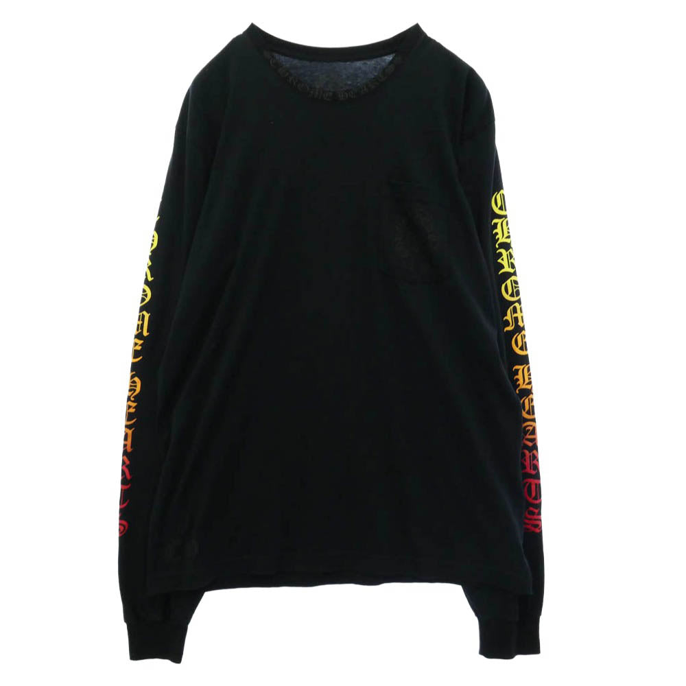 CHROME HEARTS クロムハーツ（原本無） 2212-304-0228 Back Horseshoe Gradient Sleeve L/S Tee バック ホースシュー グラデーション 袖プリント 長袖 Tシャツ ブラック系 XL【中古】