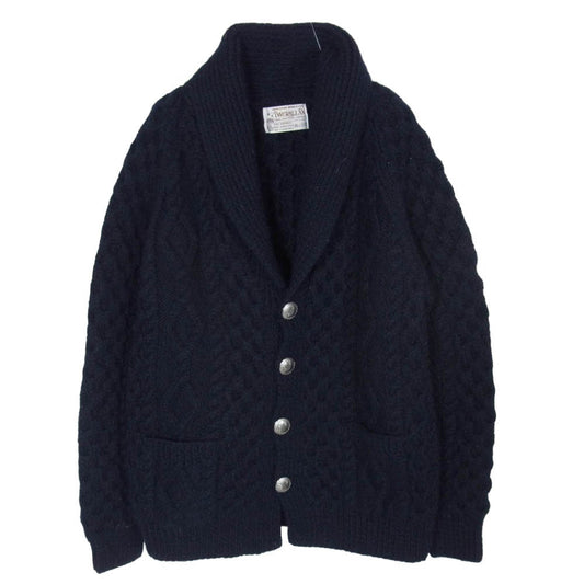 INVERALLAN インバーアラン 英国製 Brown Tag 6A Shawl Collar Wool Cardigan 茶タグ ショールカラー ウール ニット カーディガン ネイビー系【中古】