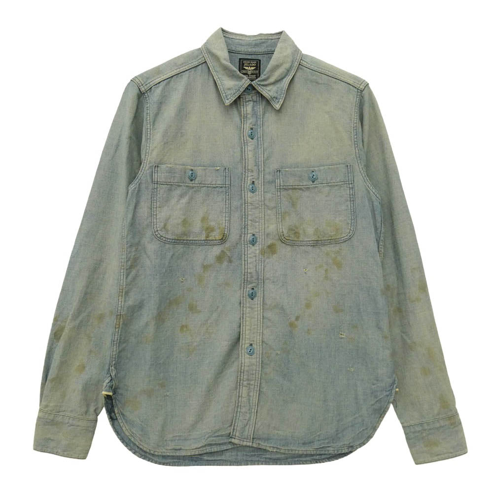 JELADO ジェラード CT11109 USED加工 Naval shirts vintage finish ネイバル シャツ ヴィンテージ フィニッシュ 長袖 デニム シャツ ライトブルー系 XS【中古】
