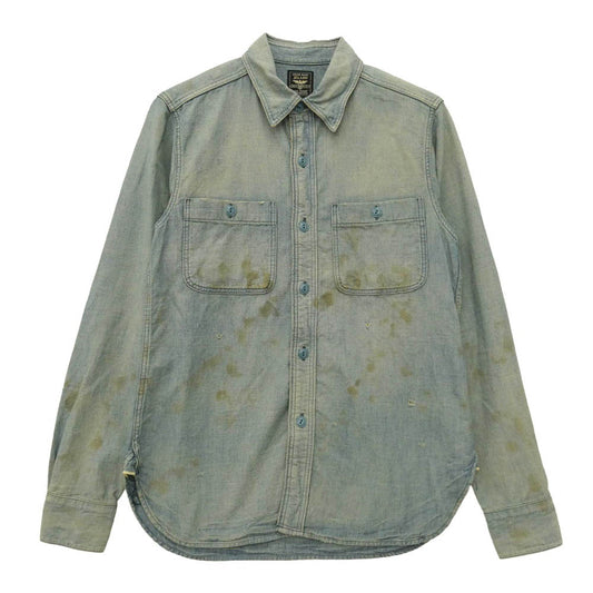 JELADO ジェラード CT11109 USED加工 Naval shirts vintage finish ネイバル シャツ ヴィンテージ フィニッシュ 長袖 デニム シャツ ライトブルー系 XS【中古】