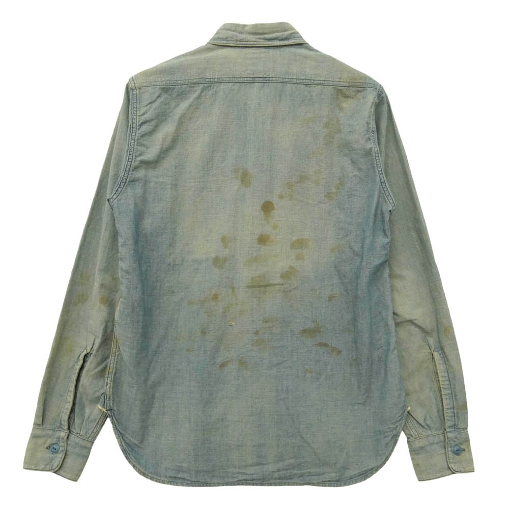 JELADO ジェラード CT11109 USED加工 Naval shirts vintage finish ネイバル シャツ ヴィンテージ フィニッシュ 長袖 デニム シャツ ライトブルー系 XS【中古】