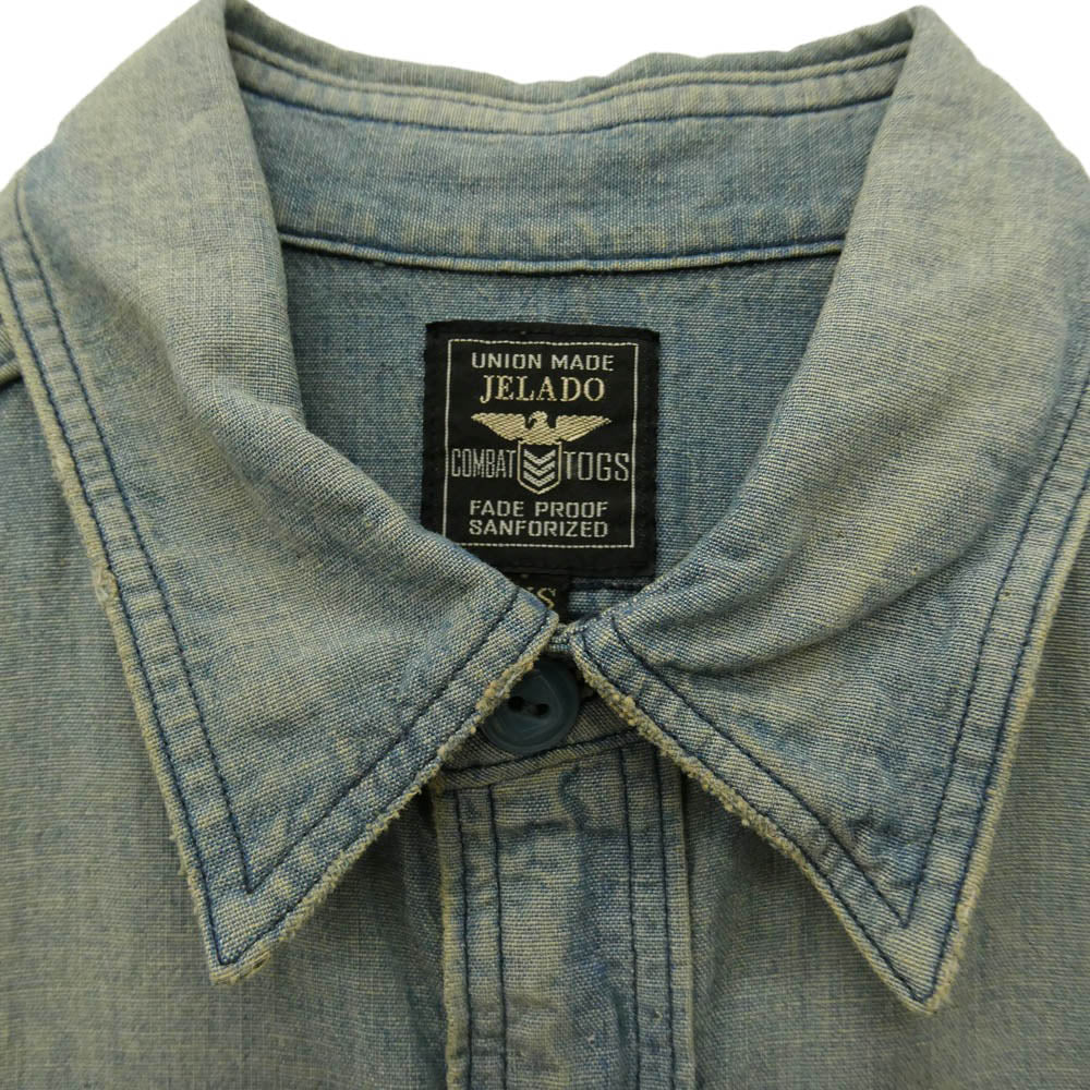 JELADO ジェラード CT11109 USED加工 Naval shirts vintage finish ネイバル シャツ ヴィンテージ フィニッシュ 長袖 デニム シャツ ライトブルー系 XS【中古】