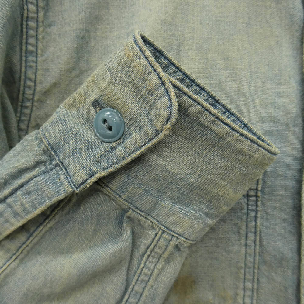 JELADO ジェラード CT11109 USED加工 Naval shirts vintage finish ネイバル シャツ ヴィンテージ フィニッシュ 長袖 デニム シャツ ライトブルー系 XS【中古】