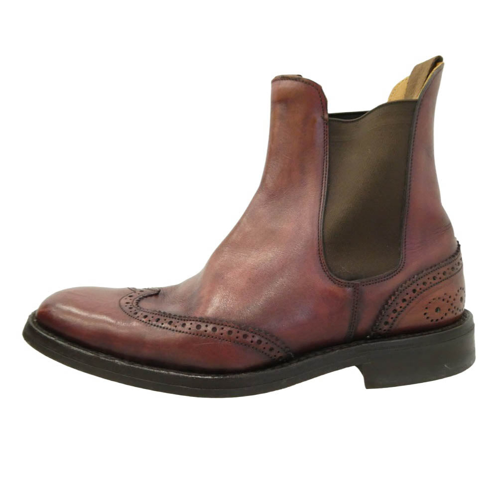 Tricker's トリッカーズ Paul Smith ポール・スミス M7223 Paul Smith 別注 ポールスミス ウィングチップ サイドゴア レザー ブーツ ワインレッド系 ダークブラウン系 7.5【中古】