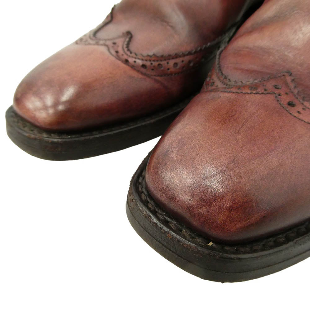 Tricker's トリッカーズ Paul Smith ポール・スミス M7223 Paul Smith 別注 ポールスミス ウィングチップ サイドゴア レザー ブーツ ワインレッド系 ダークブラウン系 7.5【中古】