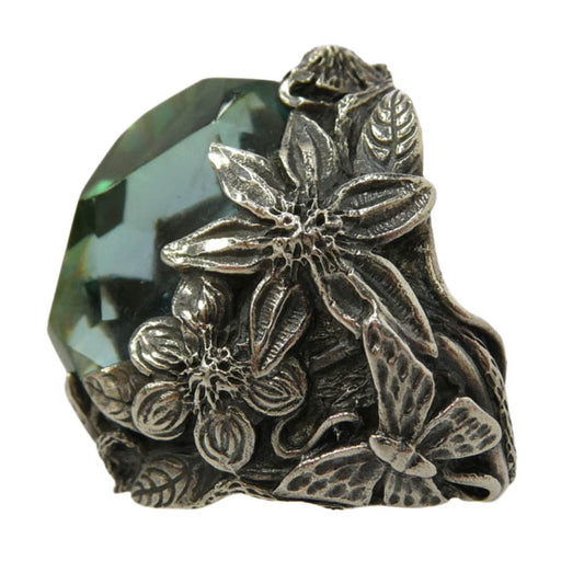 LYLY ERLANDSSON リリーエルランドソン the WINTER Shell plate Ring ザ ウィンター シェル プレート リング シルバー系 グリーン系 16.5号【中古】