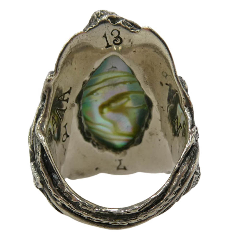 LYLY ERLANDSSON リリーエルランドソン the WINTER Shell plate Ring ザ ウィンター シェル プレート リング シルバー系 グリーン系 16.5号【中古】