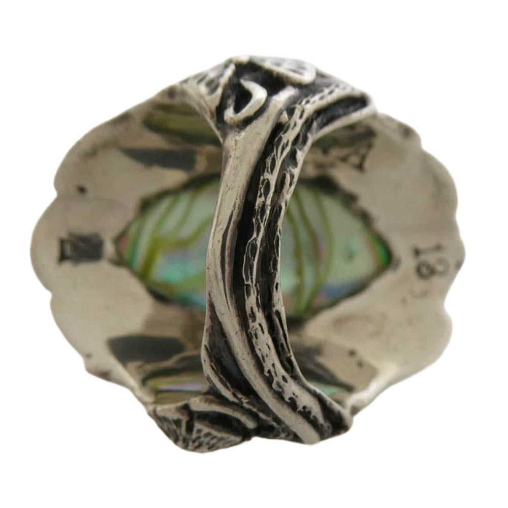 LYLY ERLANDSSON リリーエルランドソン the WINTER Shell plate Ring ザ ウィンター シェル プレート リング シルバー系 グリーン系 16.5号【中古】