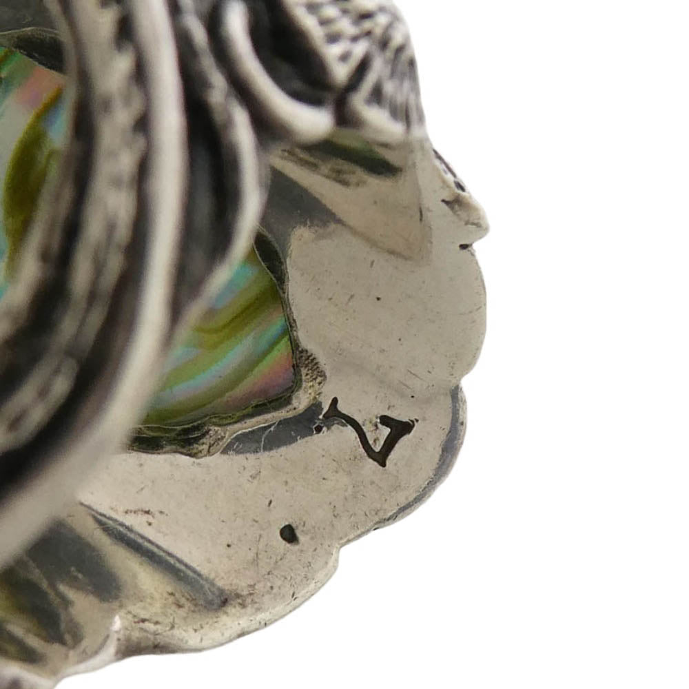 LYLY ERLANDSSON リリーエルランドソン the WINTER Shell plate Ring ザ ウィンター シェル プレート リング シルバー系 グリーン系 16.5号【中古】