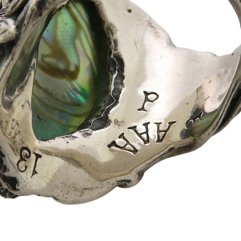 LYLY ERLANDSSON リリーエルランドソン the WINTER Shell plate Ring ザ ウィンター シェル プレート リング シルバー系 グリーン系 16.5号【中古】