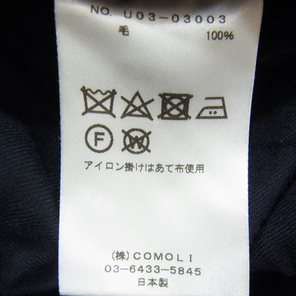 COMOLI コモリ 21AW U03-03003 ウールフラノ ドローストリング パンツ ブラック系 1【中古】