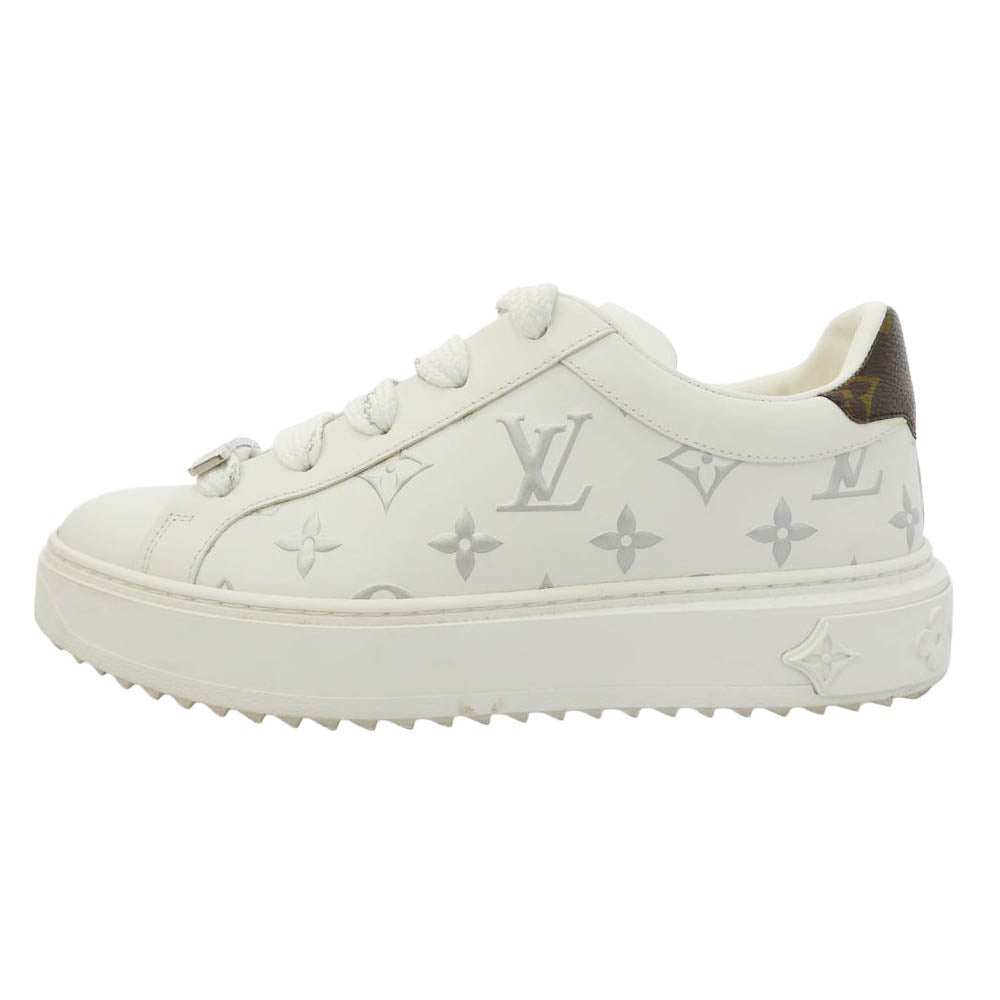 LOUIS VUITTON ルイ・ヴィトン MS0281 タイムアウトライン モノグラム レザー スニーカー ホワイト系 シルバー系 36.5【中古】