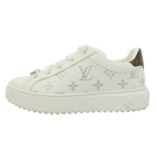 LOUIS VUITTON ルイ・ヴィトン MS0281 タイムアウトライン モノグラム レザー スニーカー ホワイト系 シルバー系 36.5【中古】