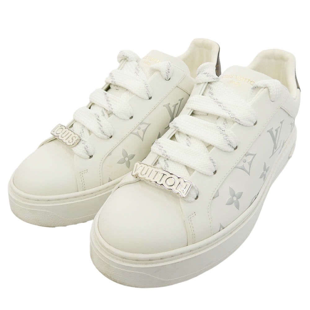 LOUIS VUITTON ルイ・ヴィトン MS0281 タイムアウトライン モノグラム レザー スニーカー ホワイト系 シルバー系 36.5【中古】